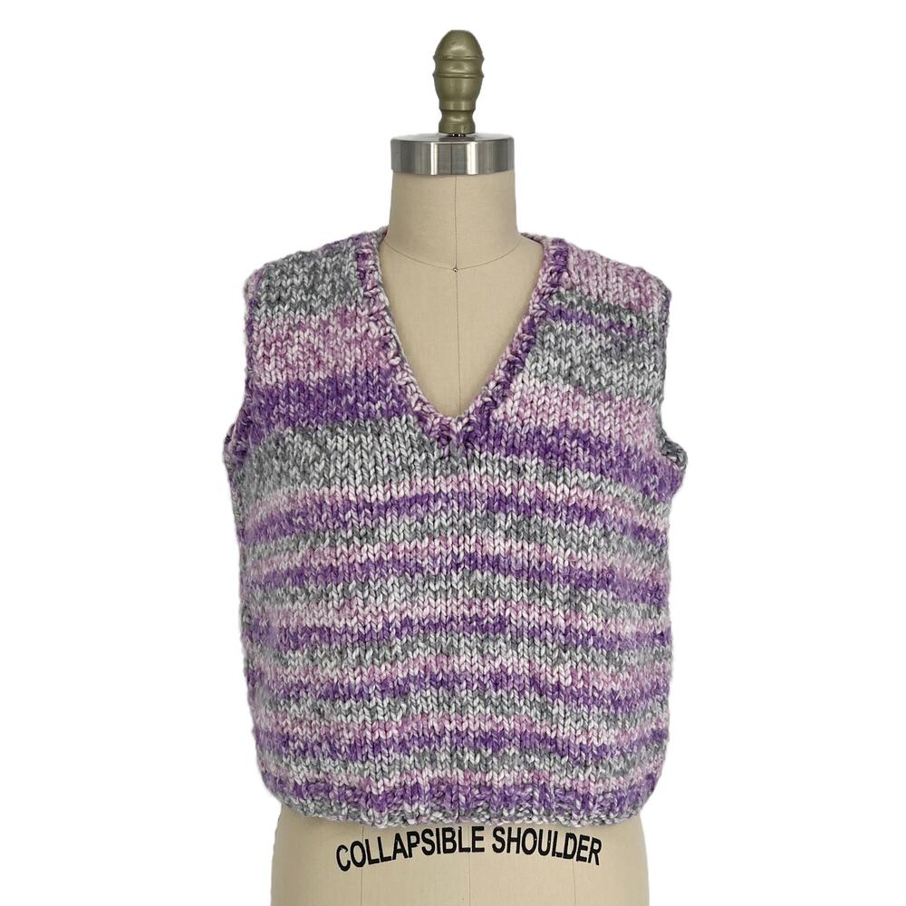 Handmade Knitted V-Neck Sweater Vest Slipover size XL